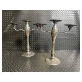 Pottery Barn Metal Candelabras Pair - Multi-Arm Taper Candle Holders, 23-25 Inches Tall
