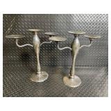 Pottery Barn Metal Candelabras Pair - Multi-Arm Taper Candle Holders, 23-25 Inches Tall