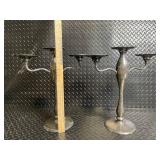 Pottery Barn Metal Candelabras Pair - Multi-Arm Taper Candle Holders, 23-25 Inches Tall