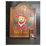 King's Head Pub Dartboard Cabinet with Darts & Chalkboards - Vintage