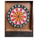 King's Head Pub Dartboard Cabinet with Darts & Chalkboards - Vintage