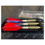 King's Head Pub Dartboard Cabinet with Darts & Chalkboards - Vintage