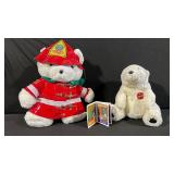 Santabear Fire Safety Bear & Coca-Cola Polar Bear Plush Set with Safety Tips Booklet