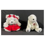 Coca-Cola Plush Dogs - Dress-Wearing Dog and Patch-Emblem Dog