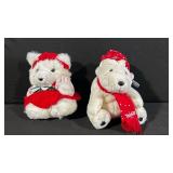 Two Festive Plush Bears in Holiday Outfits (Lot of 2)