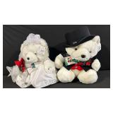 Wedding Teddy Bear Duo - Bride & Groom Plush Bears in Formal Attire (Top Hat 2000)