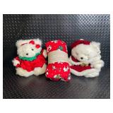 Field Gear Down Throw & Assorted Holiday Teddy Bears (Lot of 4)
