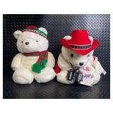 Santa Bear Plush Toys (Lot of 2) Christmas Hats, Scarves & Binoculars