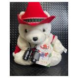 Santa Bear Plush Toys (Lot of 2) Christmas Hats, Scarves & Binoculars