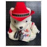 Santa Bear Plush Toys (Lot of 2) Christmas Hats, Scarves & Binoculars