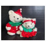 Festive Plush Teddy Bears in Christmas Outfits with Holly Accents