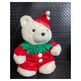 Festive Plush Teddy Bears in Christmas Outfits with Holly Accents