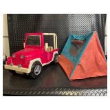 Our Generation Pink Ride-On Jeep & Teal-Orange Play Tent (Lot of 2)