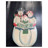 Vintage Snow Family Cutout Sign - Merry Christmas Banner, 28 Inches Tall