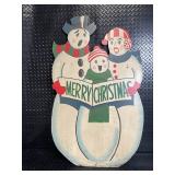 Vintage Snow Family Cutout Sign - Merry Christmas Banner, 28 Inches Tall