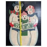 Vintage Snow Family Cutout Sign - Merry Christmas Banner, 28 Inches Tall