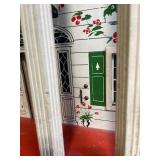 Vintag Doll House Playset - Red Roof, Brick Chimney, Green Shutters