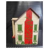Vintag Doll House Playset - Red Roof, Brick Chimney, Green Shutters