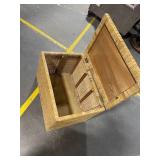 Vintage Rattan Wicker Storage Trunk with Lift-Top Lid and Wood Interior