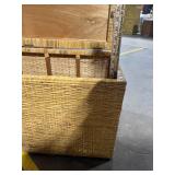 Vintage Rattan Wicker Storage Trunk with Lift-Top Lid and Wood Interior