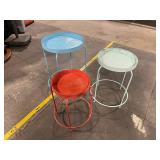Three Vintage Metal Round Nesting Tables - Turquoise Blue, Mint Green & salmon
