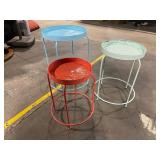 Three Vintage Metal Round Nesting Tables - Turquoise Blue, Mint Green & salmon