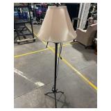 Floor Lamp with Fabric Shade on Wrought-Iron 4-Leg Base