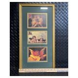 Three Cherub Angel Prints in Gold Framed Triptych