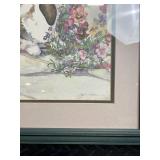 Watercolor Rabbits in Flower Garden Framed Print