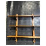 Oak Two-Tier Wall Shelf with Carved Brackets - Approx 40 in Long
