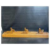Oak Two-Tier Wall Shelf with Carved Brackets - Approx 40 in Long