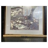 Framed Beach Scene Print - Woman in White Dress on Cliff Overlooking Ocean