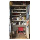 Metal cabinet with contents.