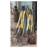 Shovels, spade, scraper, soil compactor; grading rake.