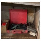 Metal cabinet with contents.