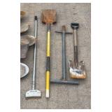 Shovels, spade, scraper, soil compactor; grading rake.