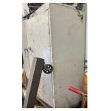 Gray metal cabinet w/contents