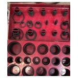 Bin w/hose clamps, 21-piece drum sanding kit, nuts, bolts, screws, etc…