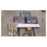 Rakes, brooms, shovels, squeegees, axe