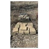 (32) Pallets of flagstone, clay bricks, pavers, retaining wall bricks