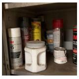Metal cabinet with contents.