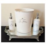 ML - Le Bain Paris Waste Basket with Pair of Soap Dispensers