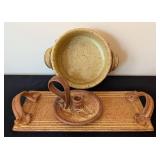 ML - Davis Signed Pottery Bowl, Tray & Candle Holder - 3-Piece Set