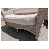 BY - Outdoor Wicker Patio Set - 3-Piece with Cushions and Glass Table