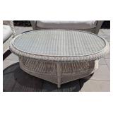 BY - Outdoor Wicker Patio Set - 3-Piece with Cushions and Glass Table