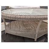 BY - Outdoor Wicker Patio Set - 3-Piece with Cushions and Glass Table