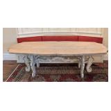 ML - French Country Style Dining Table - Distressed Whitewash Finish
