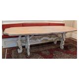 ML - French Country Style Dining Table - Distressed Whitewash Finish