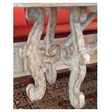 ML - French Country Style Dining Table - Distressed Whitewash Finish