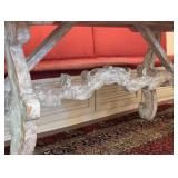 ML - French Country Style Dining Table - Distressed Whitewash Finish